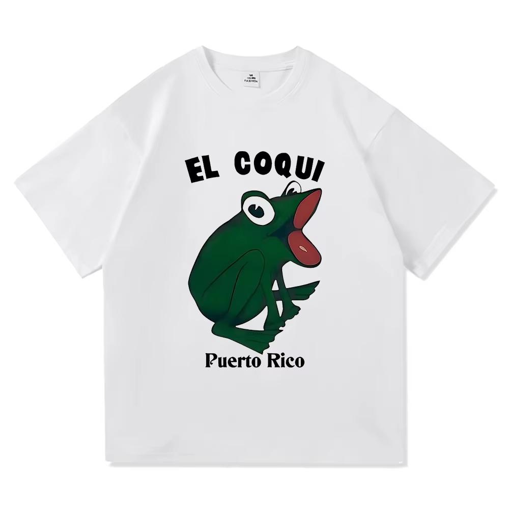 Bad Bunny El Coqui Frog T Shirt 2026 Debi Tirar Mas Fotos Men Clothing Harajuku Unisex High Quality Cotton Tops Graphic T Shirts