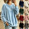 Women S Long Sleeve Solid Color Velvet Casual Round Neck Pullover Sweatshirt
