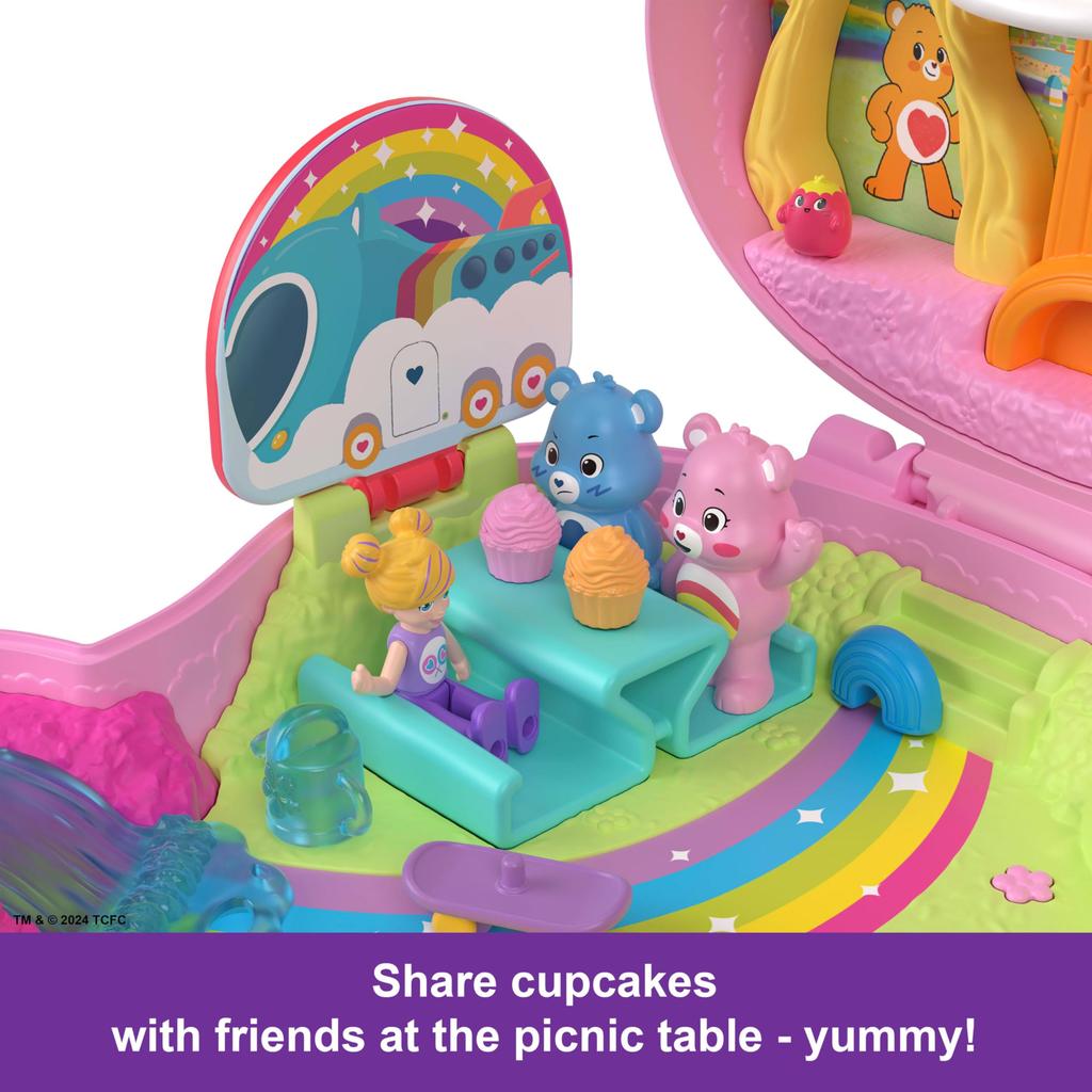 Polly Pocket x Care Bears Doll Playset with Toy Vehicle and Themed Travel and Partnership Compact & Accessories, Toy,