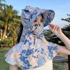 Printing Tea Picking Hat Sun Protection Neck Protection Hat Breathable Sunshade Shawl Cap  Fishing