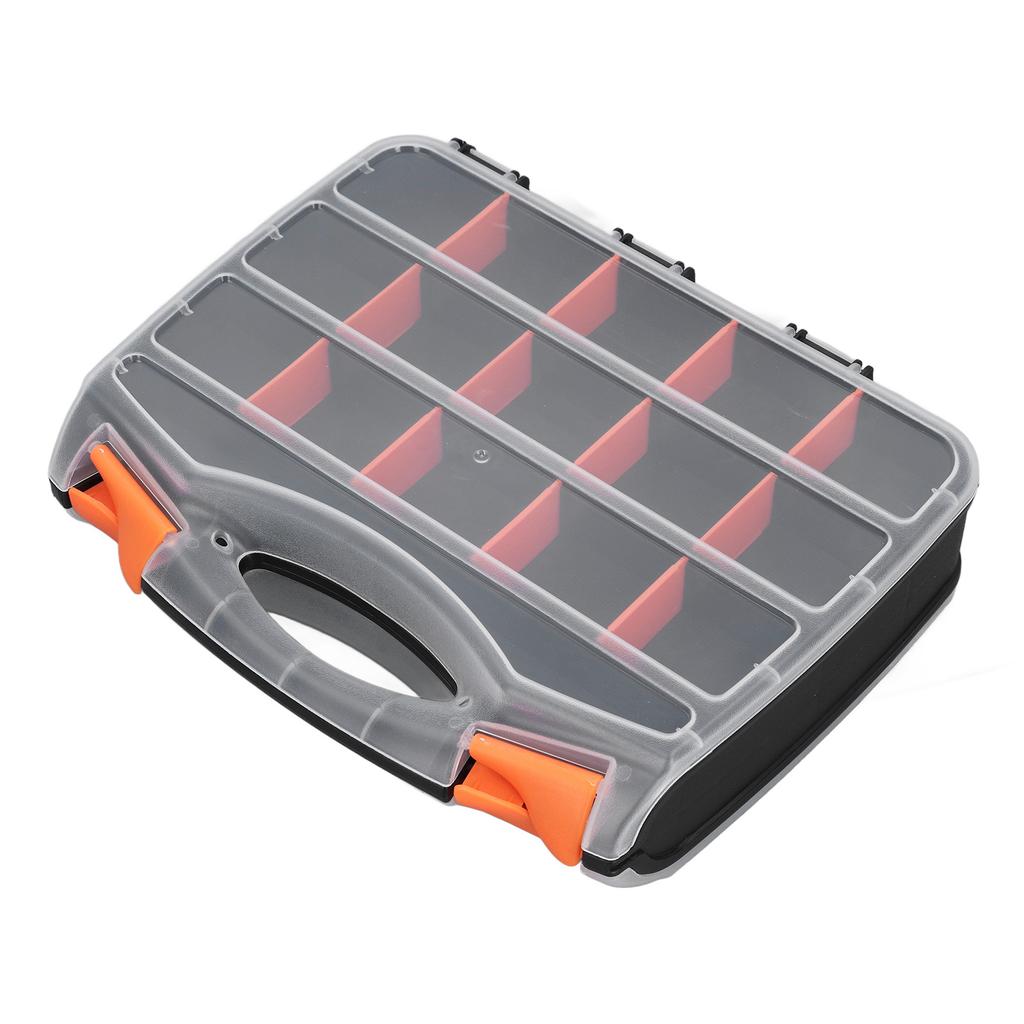 Double Side Parts Organizer with Removable Divider PVC Plastic Compartment Storage Box for