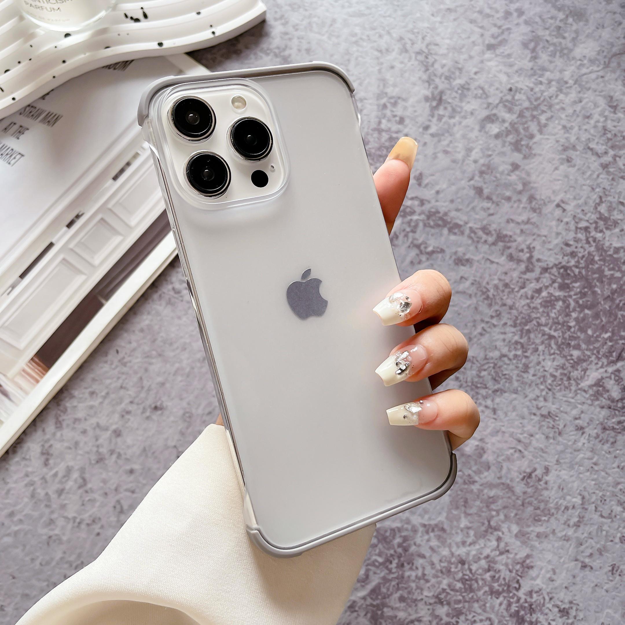 

Для iPhone 16 Plus 15 14 Pro Max 13 12 чехол для телефона цветной матовый ударопрочный безрамный прозрачный простой мягкий чехол iPhone 16 Pro Max серый