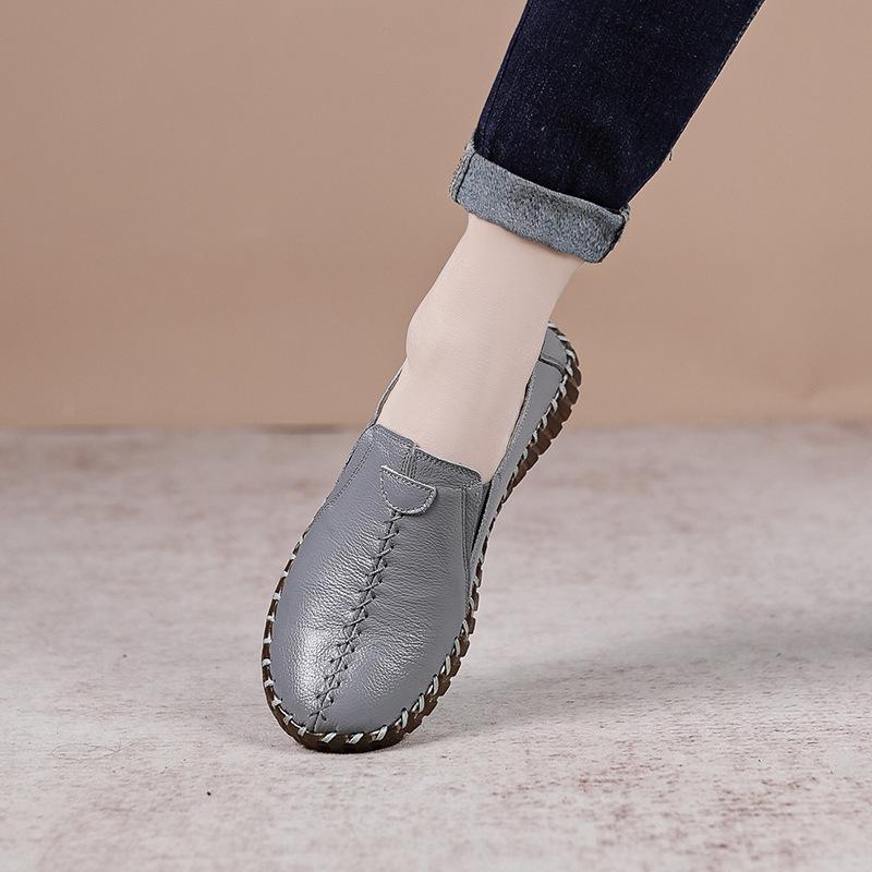 Women's Genuine Leather Handmade Comfort Shoes - Soft Sole Flats for All Seasons