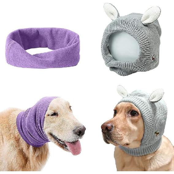 YolentQuiet Ears for Dogs Anxiety Barking Dog Ear Covers Muffs Snood for Noise 2PCS Dog Ear Hearing Earmuffs Fireworks Protection Anti Anxiety Dog