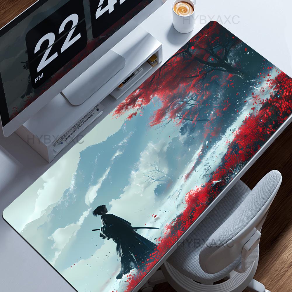 Samurai Warrior Mouse Pad Gamer Computer Accessories Keyboard Table Mat Large Hybxaxc Company Gaming Laptop Desk Accessory Pc