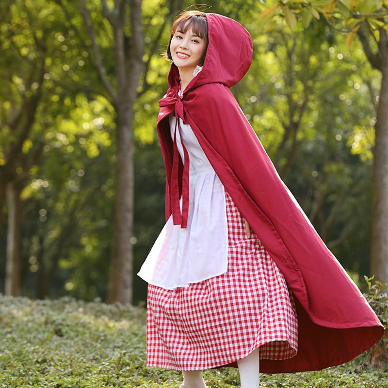 Little Red Riding Hood Costume Halloween Stage Play Outfit Parent-Child Matching Set Girls