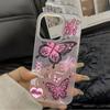Purple and pink butterfly is suitable for Apple 16PROMAX mobile phone case 15 matte 14 large holes 13 soft case 12 simple 16