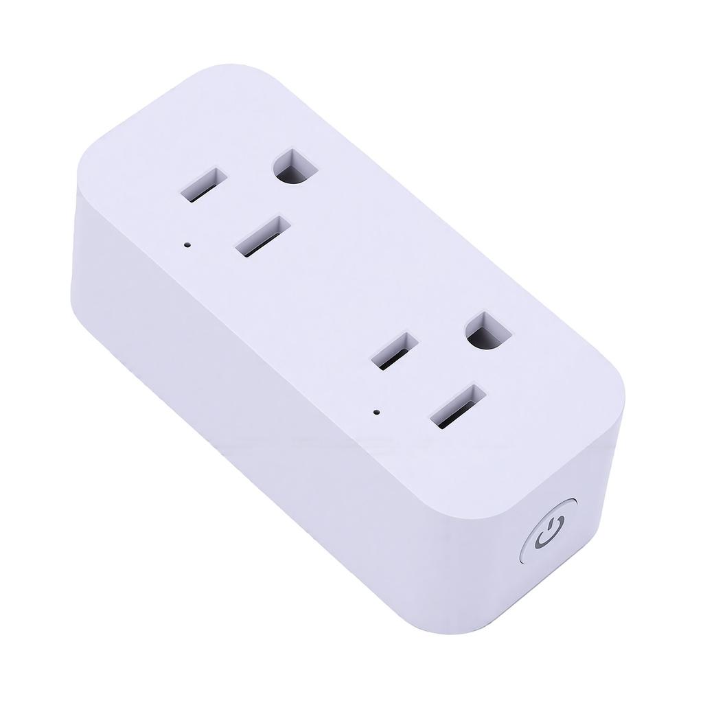 Smart WiFi Plug Dual Outlets 10A Voice Remote Control Socket Timer 2.4GHz Wireless Connection