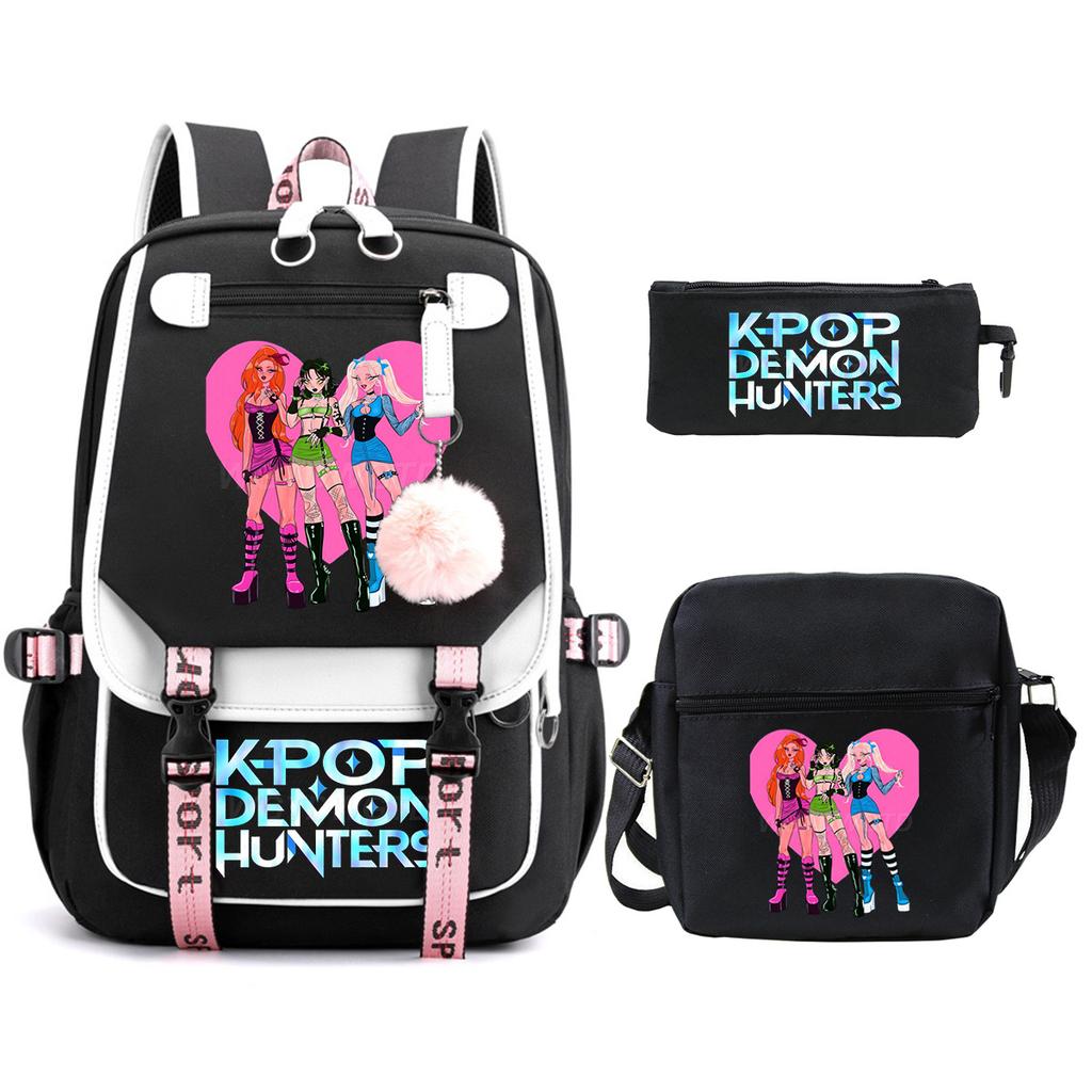 Hot Sale Witch Hunter KPop Peripheral Printing Student School Bag Shoulder Bag Casual Pencil Bag Three-piece Set