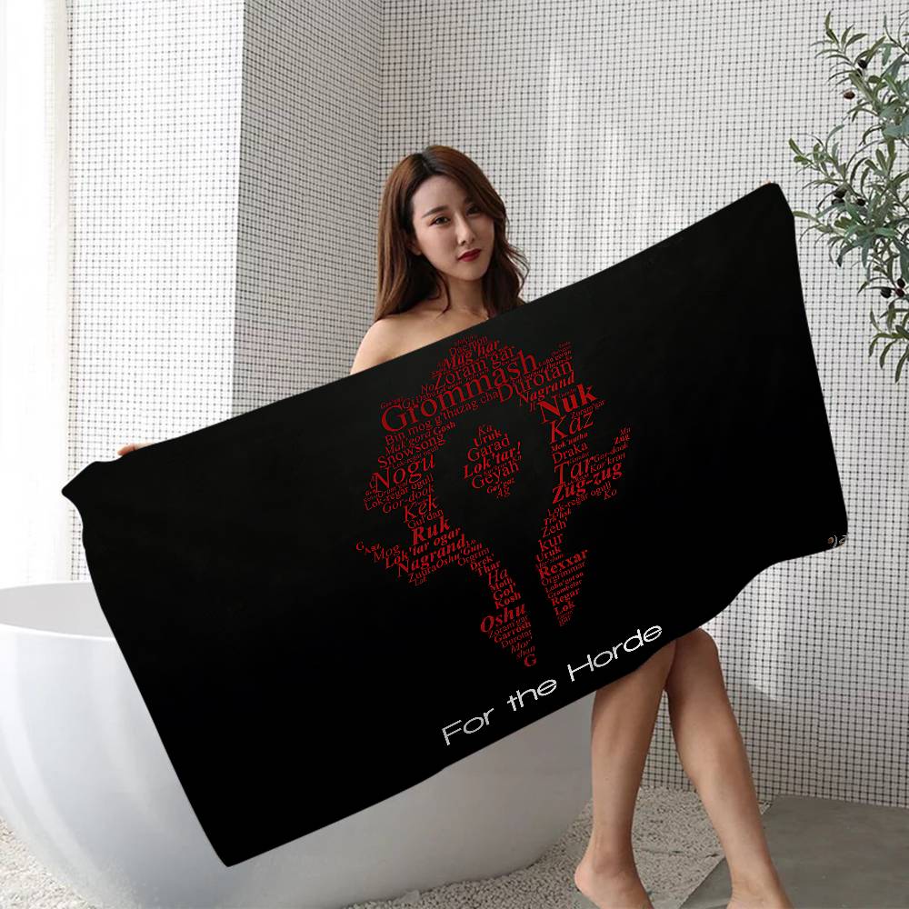 W-World-Of-Warcraft Epic-Fantasy-MMO Microfiber Printed Beach Towel Mountain Climbing Yoga Beach Running Absorbent Soft Towel