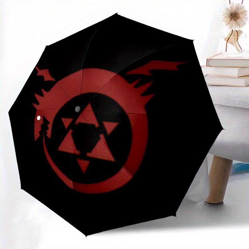 1pc "Anime Symbol" "Manga Logo" Automatic Open/close Folding Compact Umbrella, 8-Rib Sturdy Canopy, Lightweight Portable, Everyday Use, Gift, Outdoor