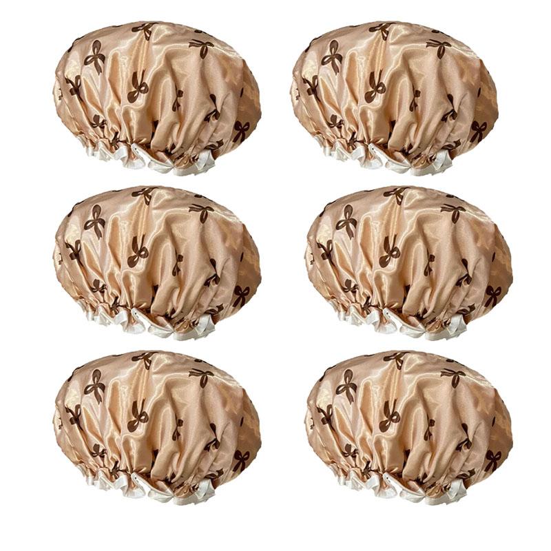 1-6PCS Adult Female Household Cute Double-Layer Thick Waterproof Shower Cap Hair Cap Head Cover Hat Kitchen Oil Fume Proof Hat