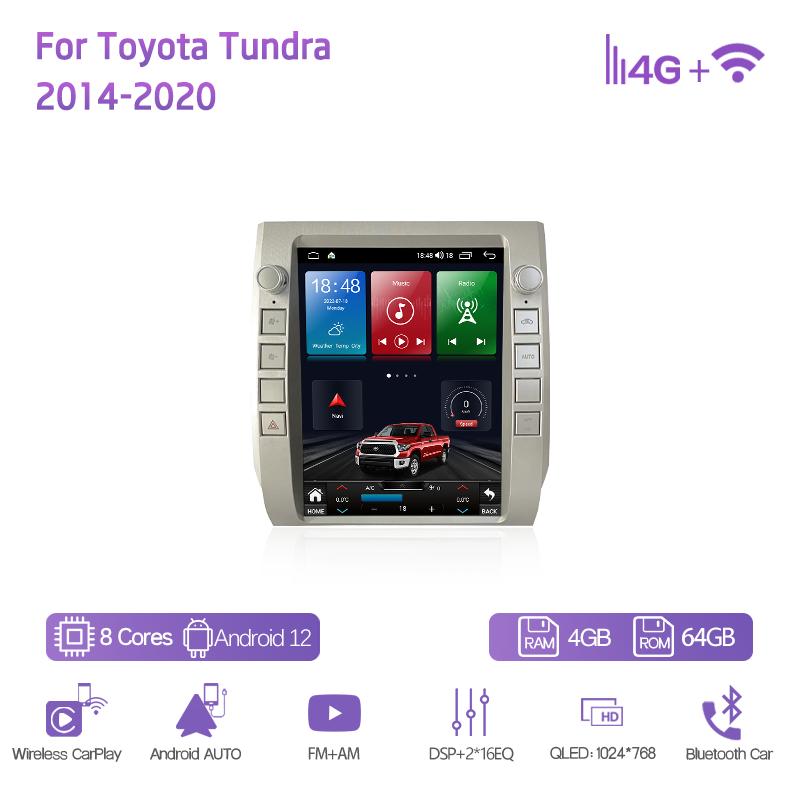 12.1Inch Car Smart Multimedia Video Player For Toyota Tundra 2013-2020 GPS Navigation Android12 8+128G 8 Cores CarPlay Radio 4G