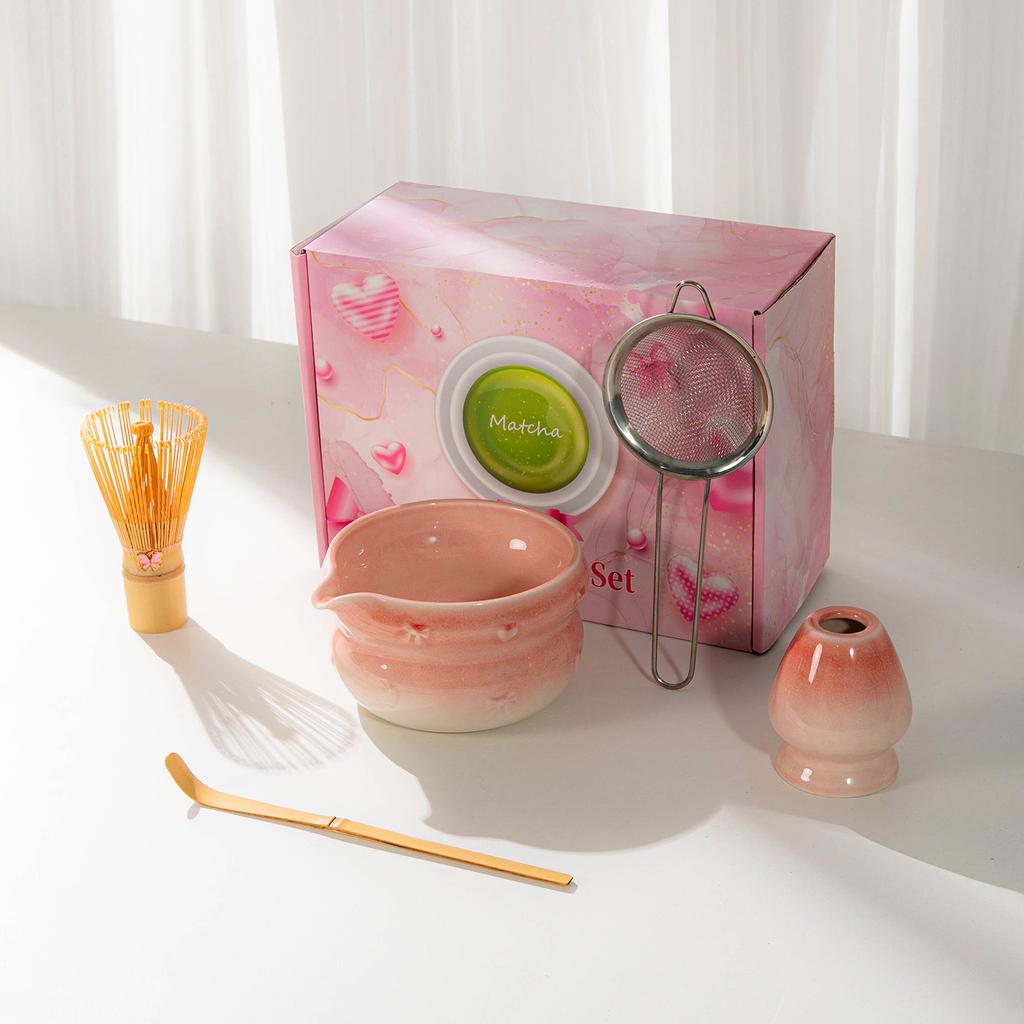 Japanese Matcha Set With Bow Pattern, Matcha Whisking Tools, Tea Set Accessories, Multiple Styles Available, Gift