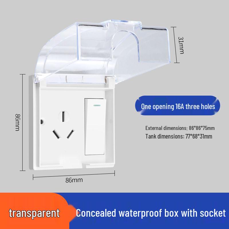 86 Type Outdoor Surface Mount Socket Box with Integrated Five-Hole Panel Switch Cover