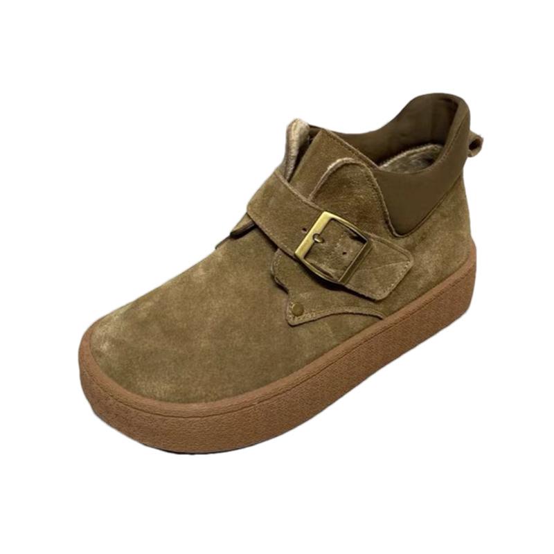 Suede Flats Women Snow Ankle Boots Platform Casual Shoes Designer Short Plush Cotton Botas 2024 Trend Winter Walking Botas Mujer