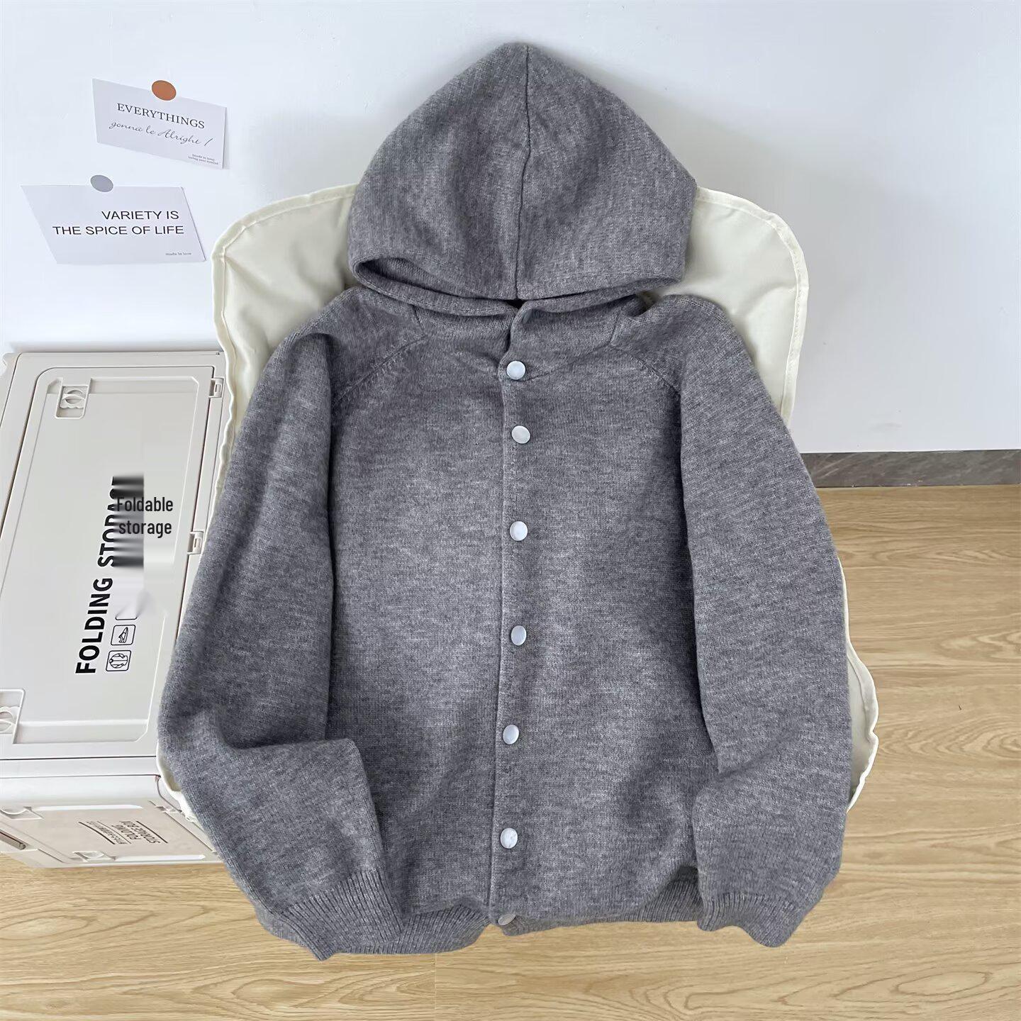 

Men s Heavyweight Hooded Knit Cardigan - Solid Color, Warm Half-High Collar Sweater Coat XXL