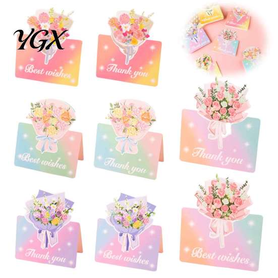 Mothers Day Flower Cards 10Pcs 3D Thank You Card, Floral Bouquet Greeting Best Wishes Note Card Appreciation Gifts for Anniversary, Mother's