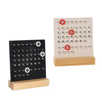 Stylish Acrylic Month Week Date Display Acrylic Permanent Calendar with 3 Rings for Desk Shop Office and Home Use