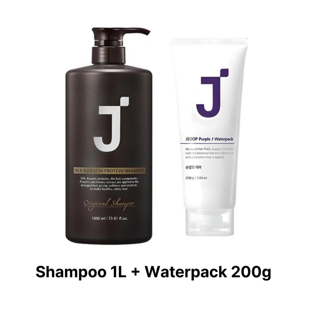 [JSOOP] Silk Keratin Protein Shampoo 1L + Purple J Waterpack 200g (No-Wash Hair Treatment)