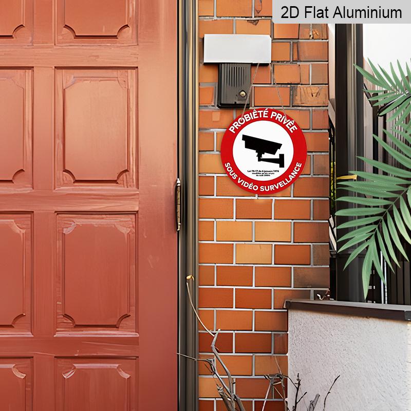 2D Flat 1pc, 8x8 in, No Video Surveillance Sign - Red & White Round Aluminum Metal Plaque with CCTV Camera Icon, Durable Wall Decor for Home, Office
