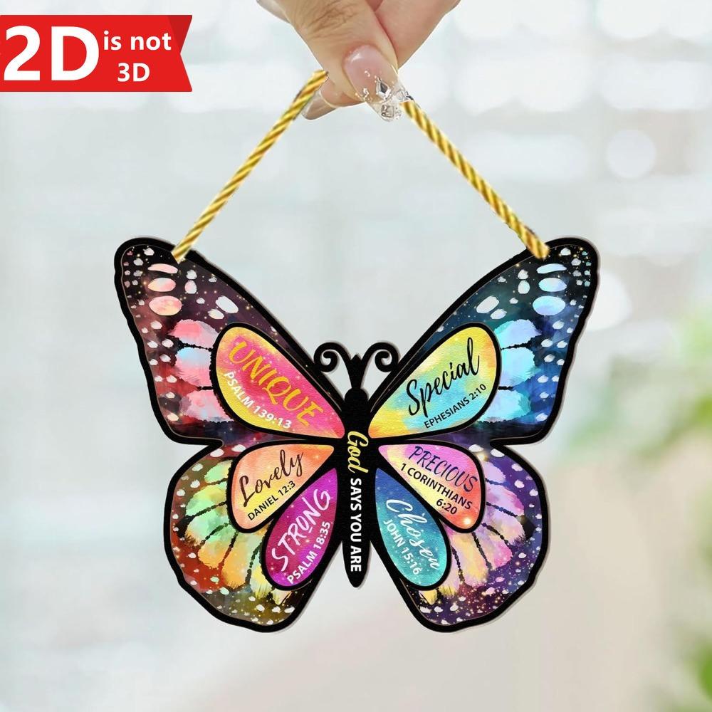 2D Christian Butterfly Window Gift. Religious, feminine decor for mothers, wives & friends.