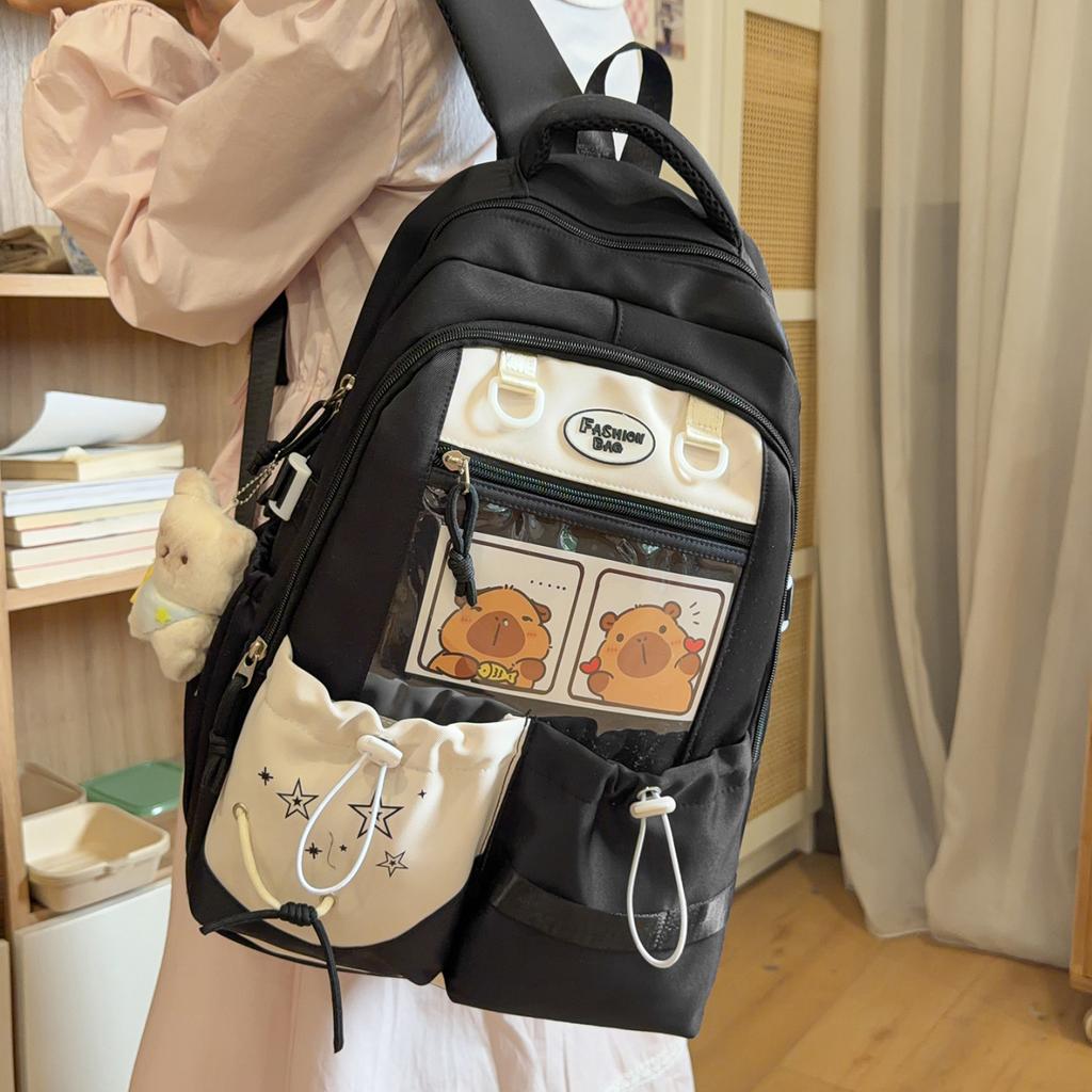 Schoolbag cute girl schoolbag junior high school student Japanese transparent pain bag ins wind backpack large capacity class backpack