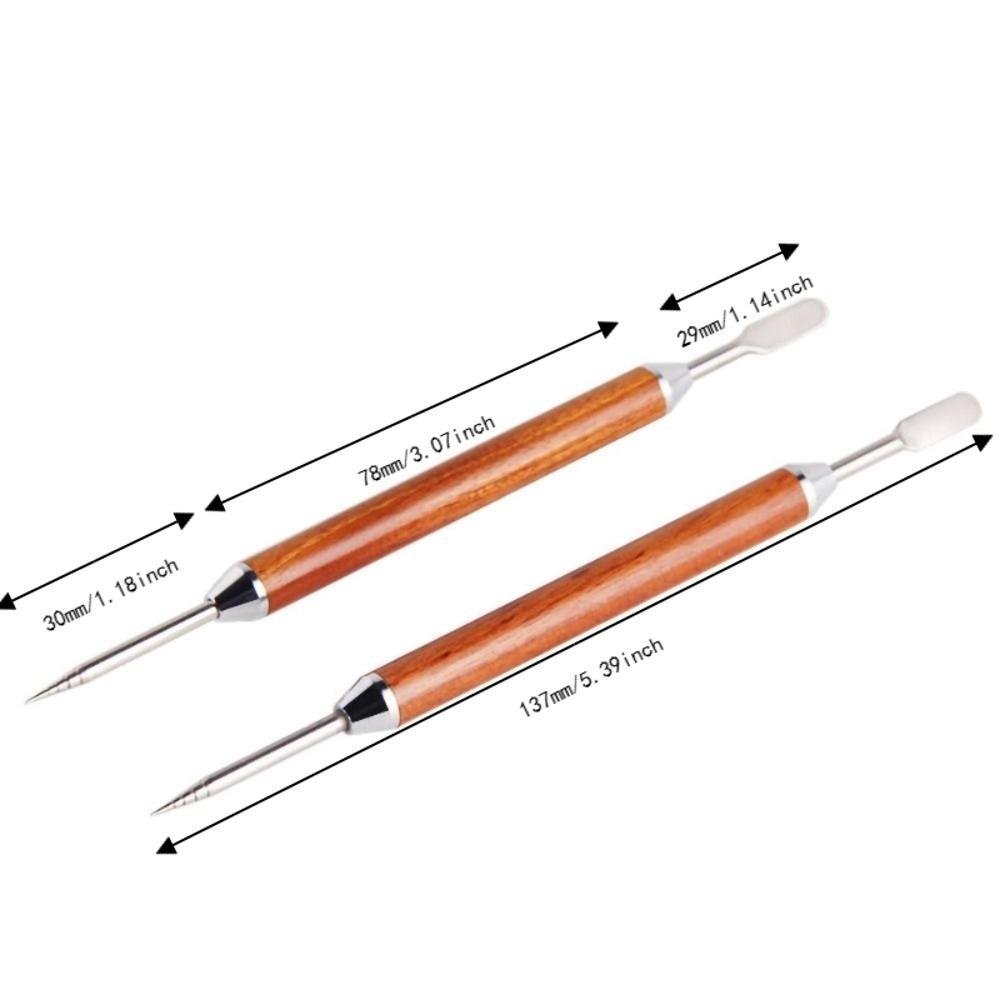 2-Pack Set Double-Ended Latte Art Pen Pear Wood Handle Coffee Drawing Tool  Professional Barista Use