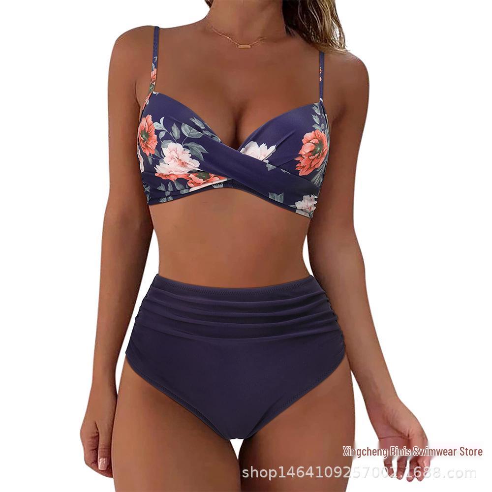 New Sexy High-Waisted Cross-Strap Two-Piece Bikini