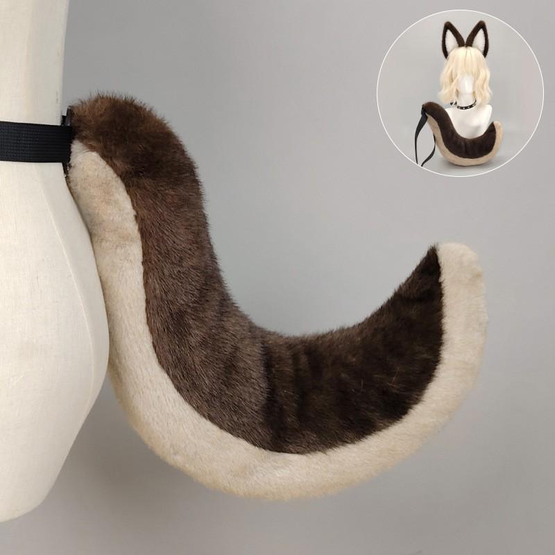 Anime Cosplay Dog Fox Ears Headband Tail Set Adults Japanese Style Winter Costume Accessory