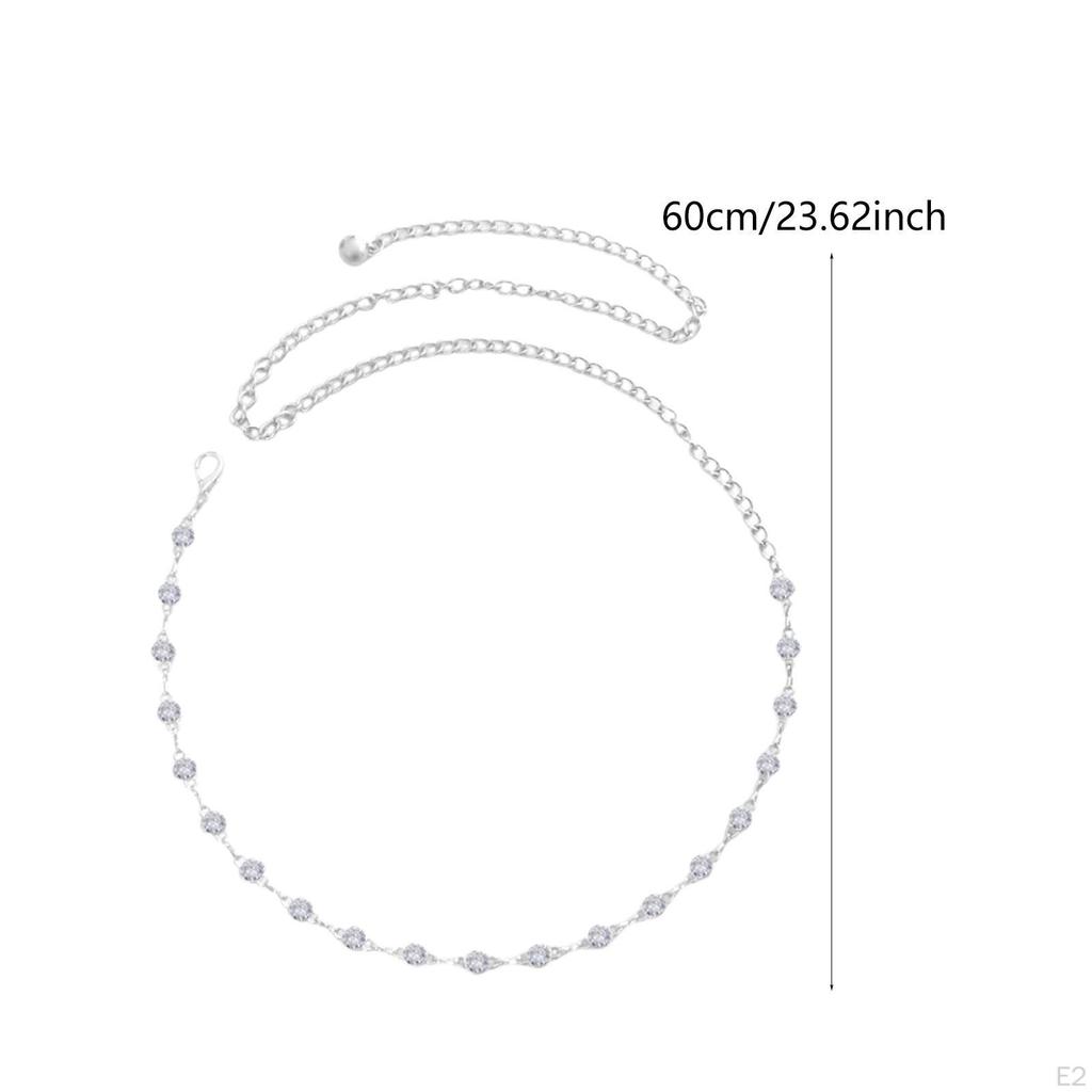 Rhinestone Waist Chain Belt Metal Dress Accessory Simple Body Link