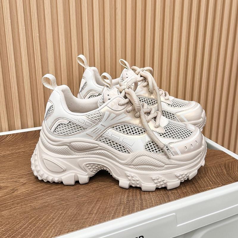 Fashion 2025 Women Luxary Chunky Sneakers Mesh Breathable Height Increase Trainers Sports Running Casual Ladies Fitness Vulcanize Shoes