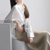 2025 Women's Stylish Satin Long-Sleeve Commuter Shirt - Slim Fit for Spring & Autumn