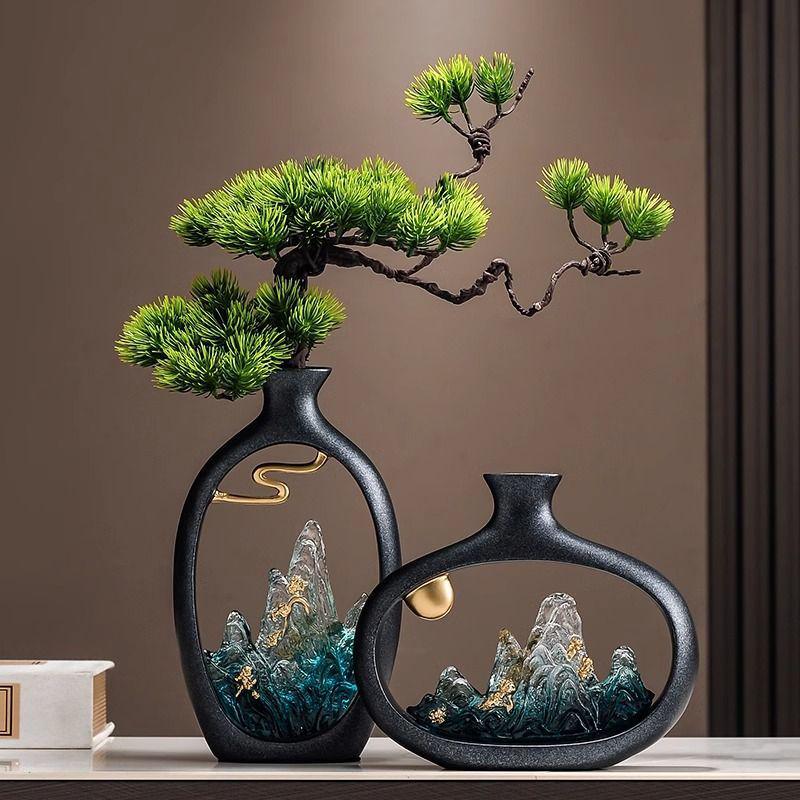 Chinese Antique-Style Rockery Vase Ornament for Living Room or Office Decor and Housewarming Gift