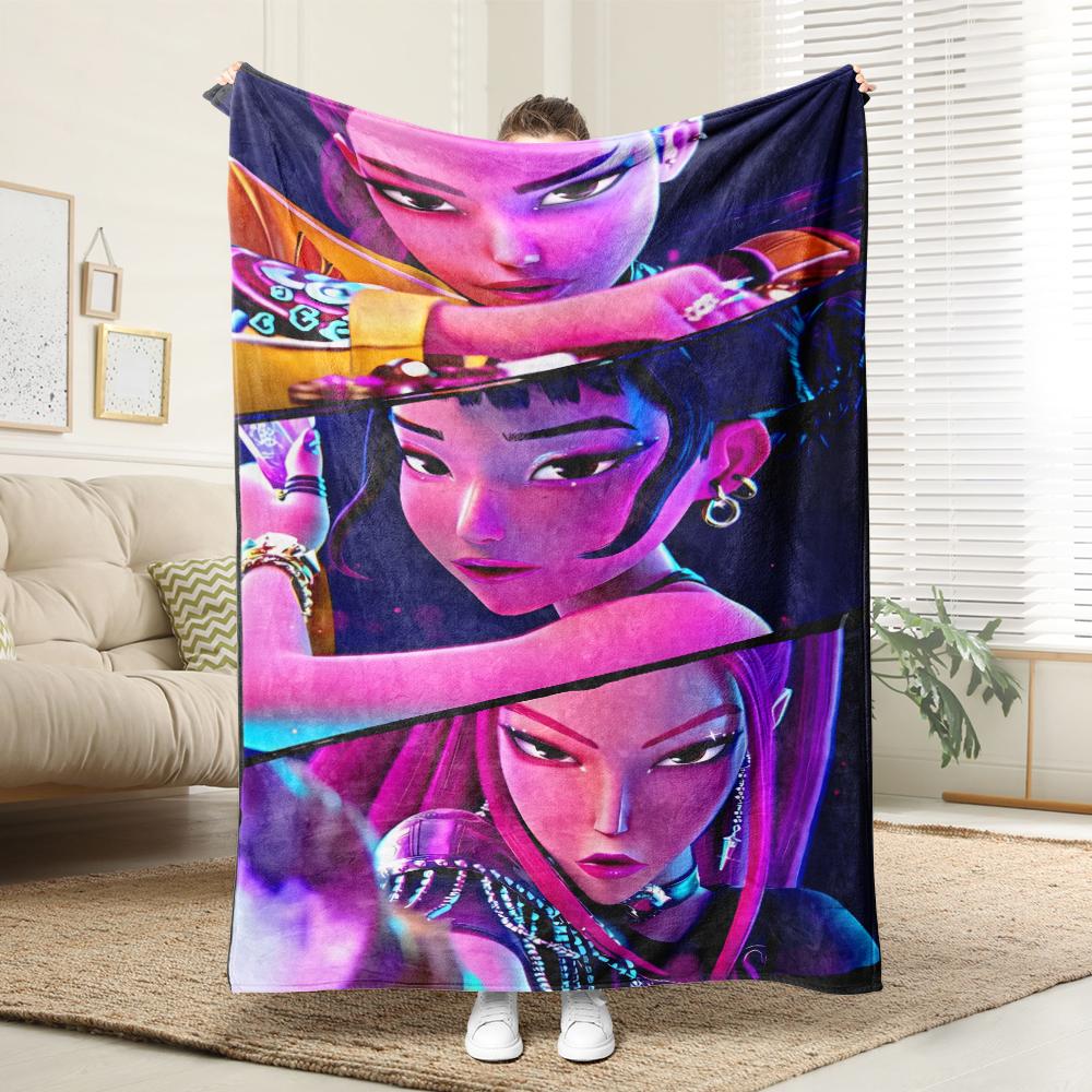 KPop Demon Hunters The Colorful Anime Girl Pattern On the Blanket Is Comfortable and Fashionable At Home