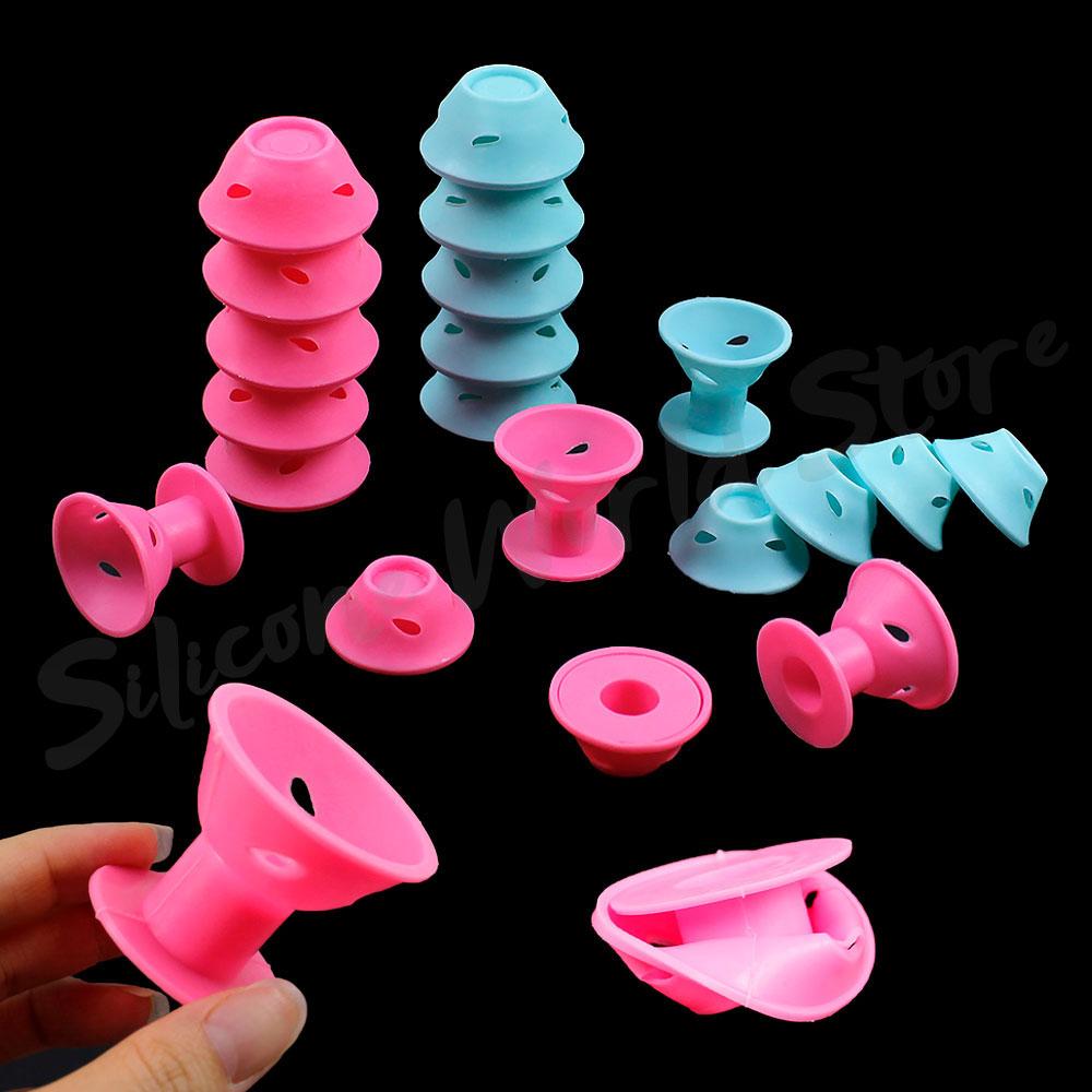 Silicone World 10PCS Set Silicone Mushroom Hair Curler Rollers Hair Cylinder Twist Hair No Heat Hair Curling DIY Styling Tools