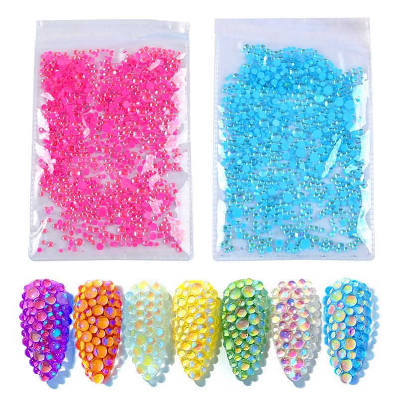 Symphony Nail Art Mermaid Glass Bead Aurora Candy Color Nail Art Trinket Diy Nail Art Nail Drill