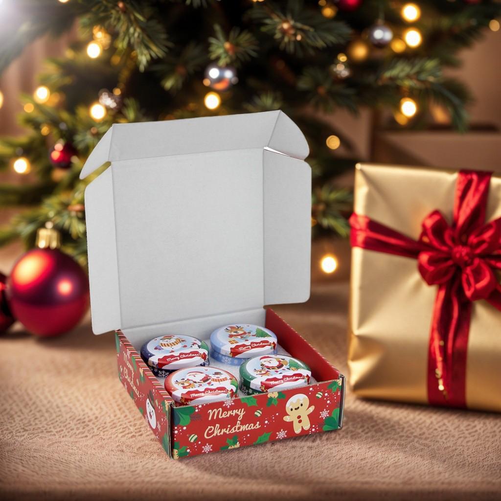 Christmas Fragrant Candle Set: Soy Wax Aromatherapy with Dried Flowers & Essential Oils, 4-Piece Collection