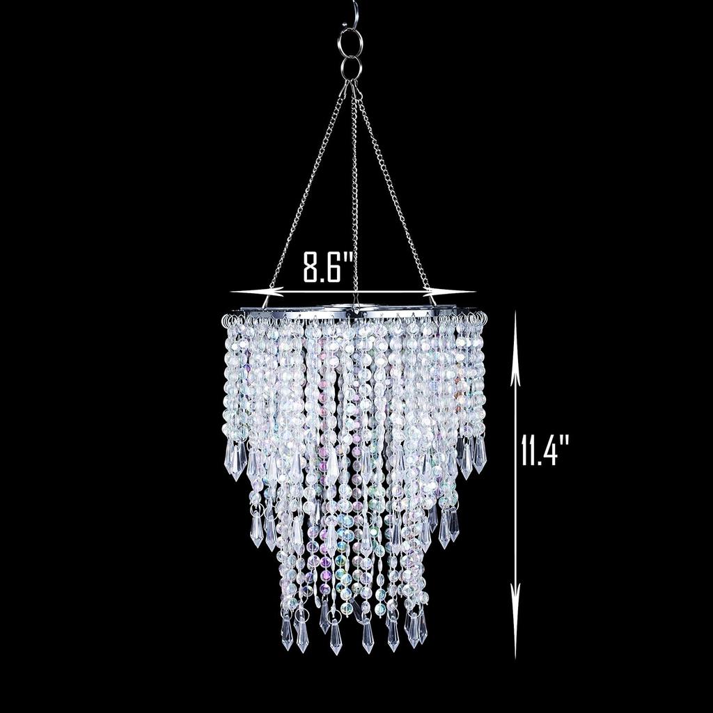 Sparkling Iridescent Beaded Chandeliers 8.6 inches Diameter for Wedding Centerpiece Living Room Bedroom Event Party