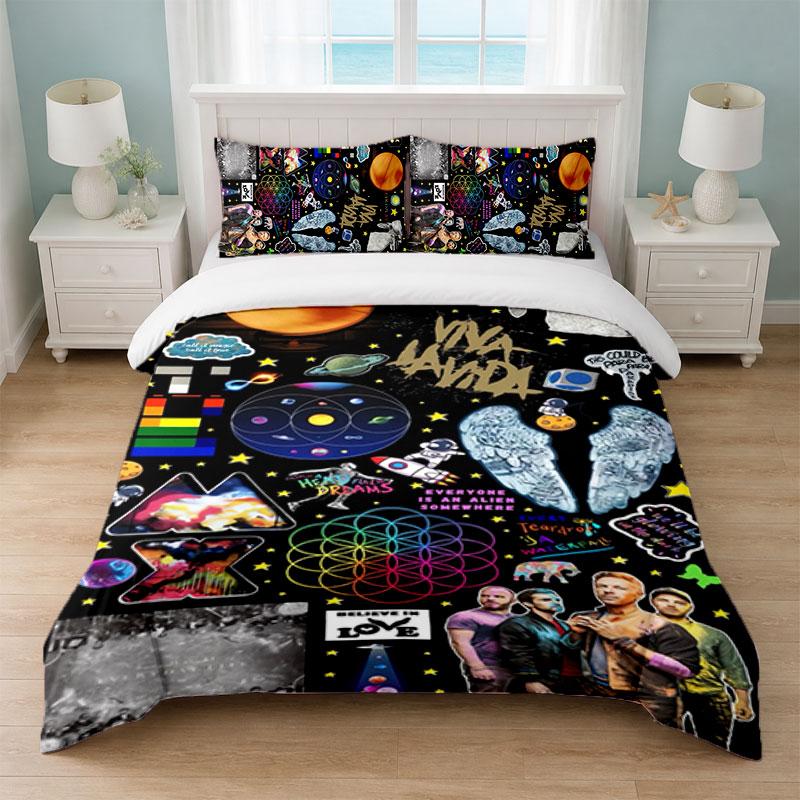 Coldplay Bedroom 3Pcs Bedding Set Soft Bed Sheet Pillowcases Home Bedding Decoration