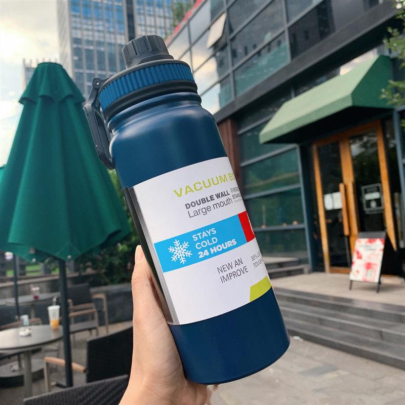 800ml 600ml  Large Capacity Thermos Water Bottle for Tea Portable Thermal Mug Stainless Steel Cup Sport Cycling Vacuum Flask Insulated