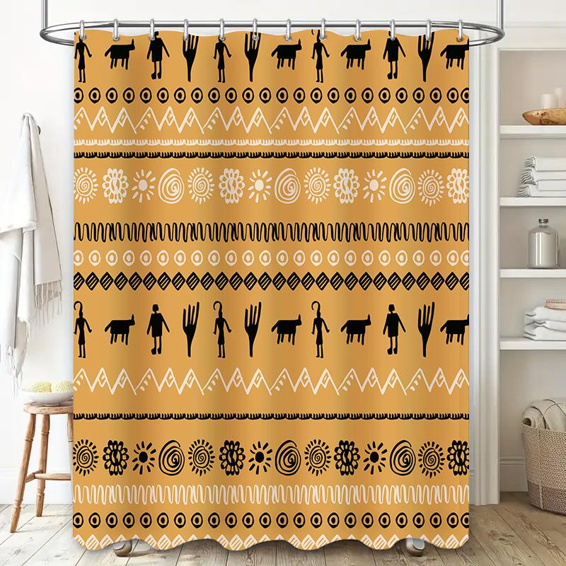 Decorative Shower Curtain Bohemian Style with Cactus Zebra Print Design Black White Floral Pattern for Bathroom Decorations 72x8