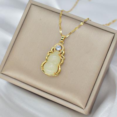 Opal Gourd Necklace Simple Light Luxury Versatile Retro Trend Exquisite Pendant