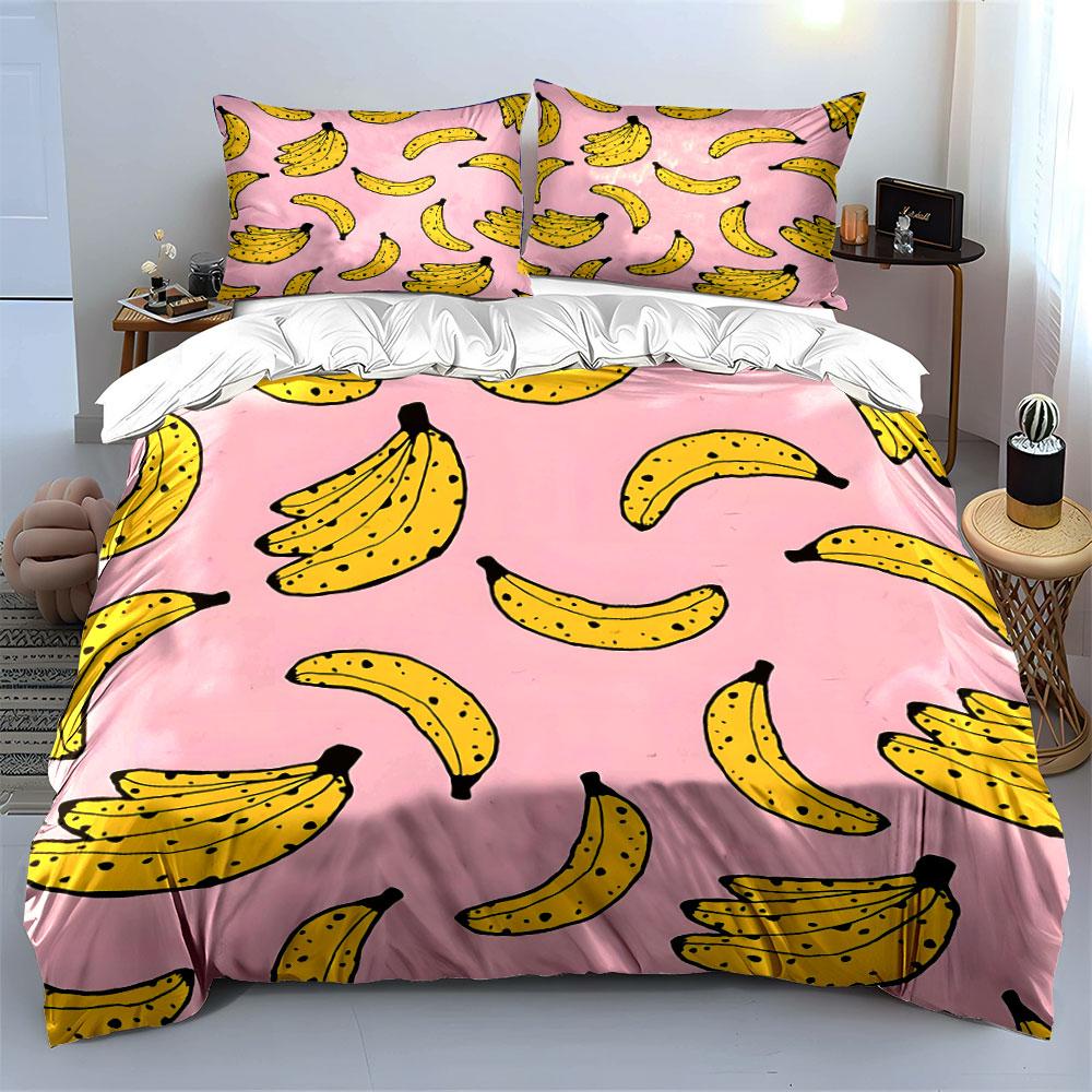 Banana-Themed Three-Piece Set Design Kid'S And Adults' Bedroom Decor, Exquisite Three-Piece Bedding Set Gift