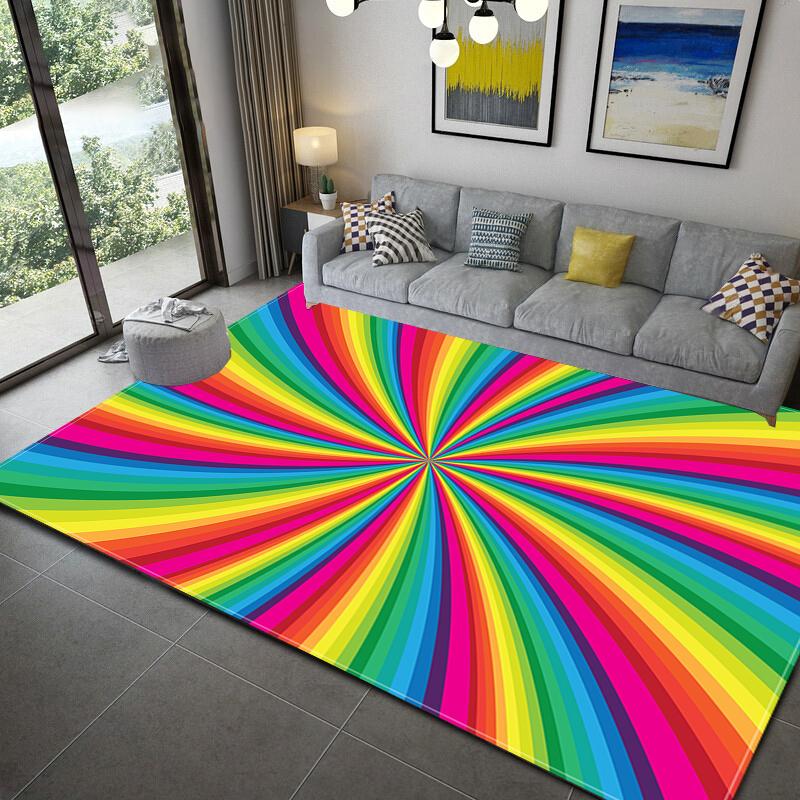 3D Colorful Geometry Block Carpets Large Area Rug for Living Room Bedroom Carpets Anti-Slip Floor Mat Kitchen Abstract Bath Mat