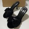 Vintage Fashion Women's Summer Sandals Rhinestone  Large Size  Elegant Slingback Summer High Heeled Shoes for Female