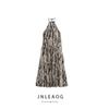 Jnleaog Autumn New Women Clothes Western Style French Style Design Print Neck Collar Dress 2183 068