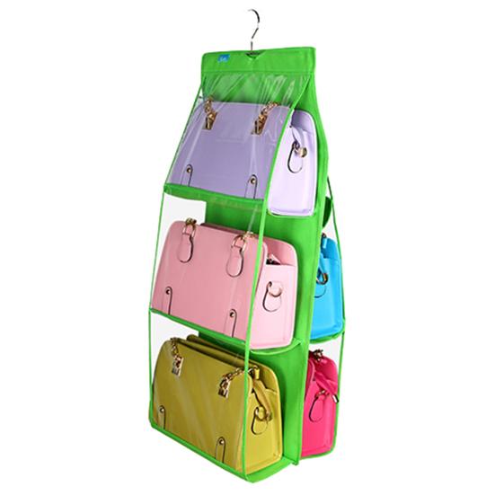 6 Pockets Hanging Bag Purse Storage Organizer Wardrobe Closet Rack Hangers Tool