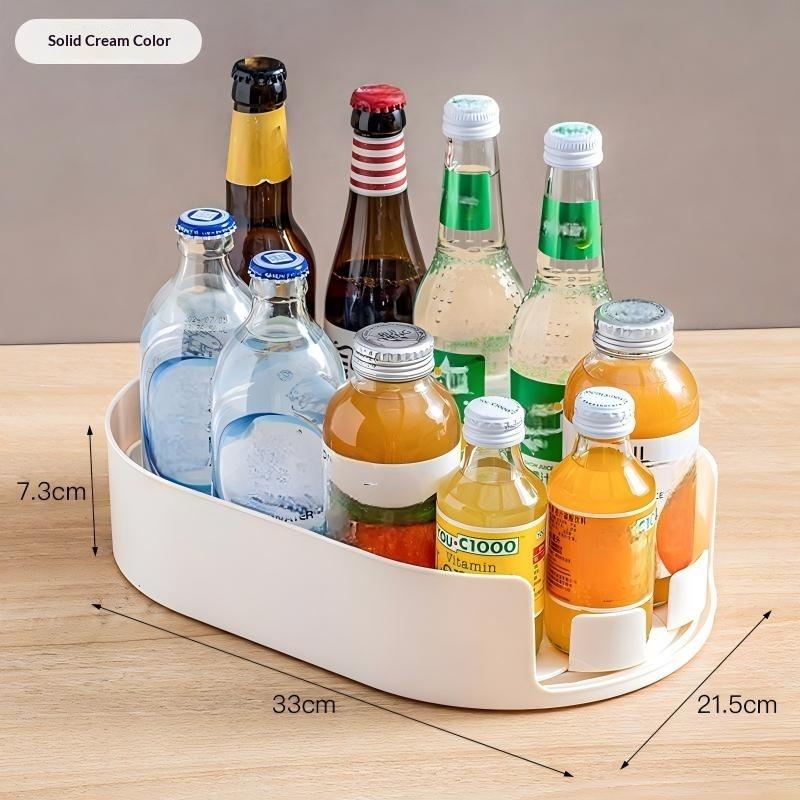 360 Rotating Fridge Storage Box Multifunctional Spice Drink Organizer Tray Kitchen Countertop Beverage Seasoning Storage Box