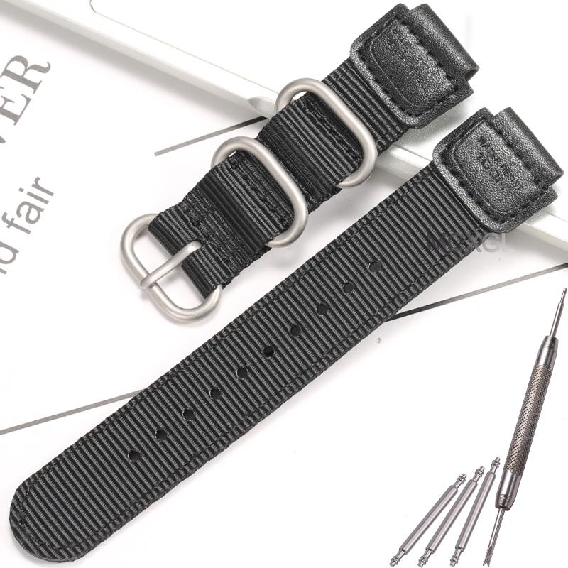 18mm Nylon-Uhrenarmband für Casio W800H Herren Canvas Sport Schwarz Grün Armband SGW300 F91W F105/108/A158/168 AE1200WH AE1300 Gürtel